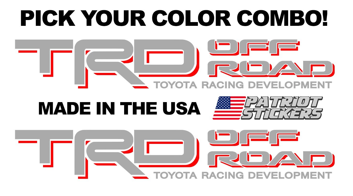Pair (2) TRD Off Road Stickers Decals, Fits Toyota Tacoma, Tundra, 4Runner, FJ