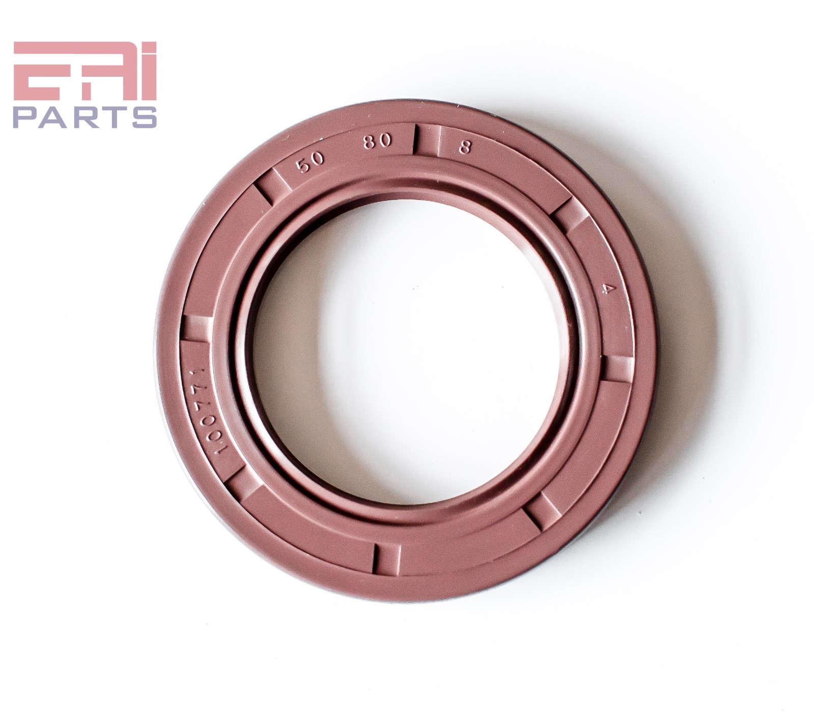 EAI 50x80x8mm FPM/FKM Oil Shaft Rotary Seal w/ Stainless Steel Spring Dbl Lip