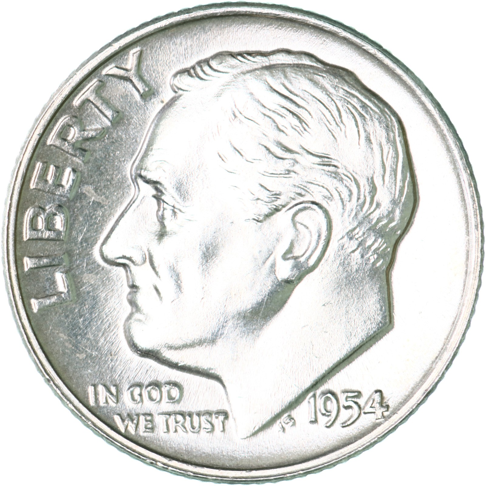 1954 D Roosevelt Dime 90% Silver About Uncirculated AU