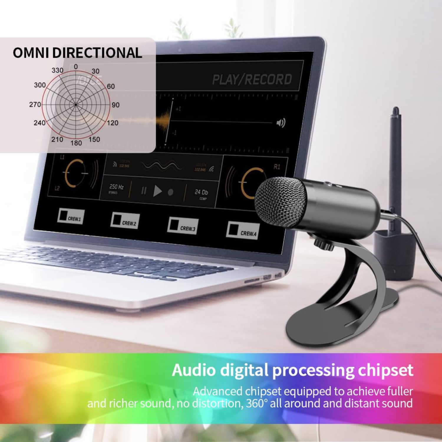 Podcast Microphone, USB Computer Microphone for Recording Streaming, Omnidirecti