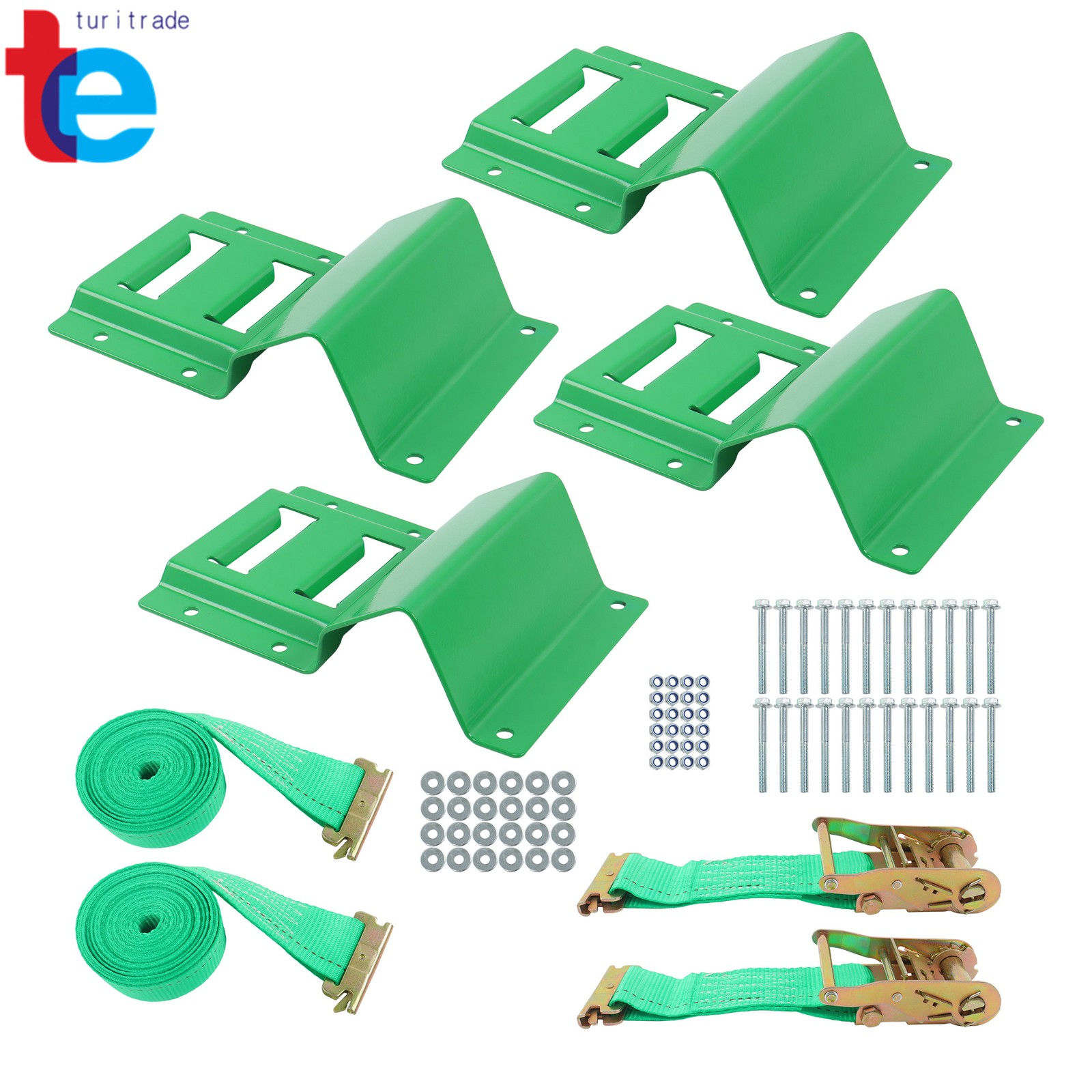 Tie Down Straps 4pcs E Track Wheel Chock 2 Pack 2" X 15' E Track Ratchet Straps