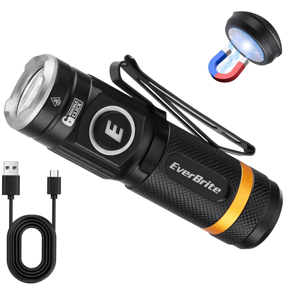 EverBrite Mini Flashlight, Rechargeable Flashlight with USB C Cable 500 Lumens