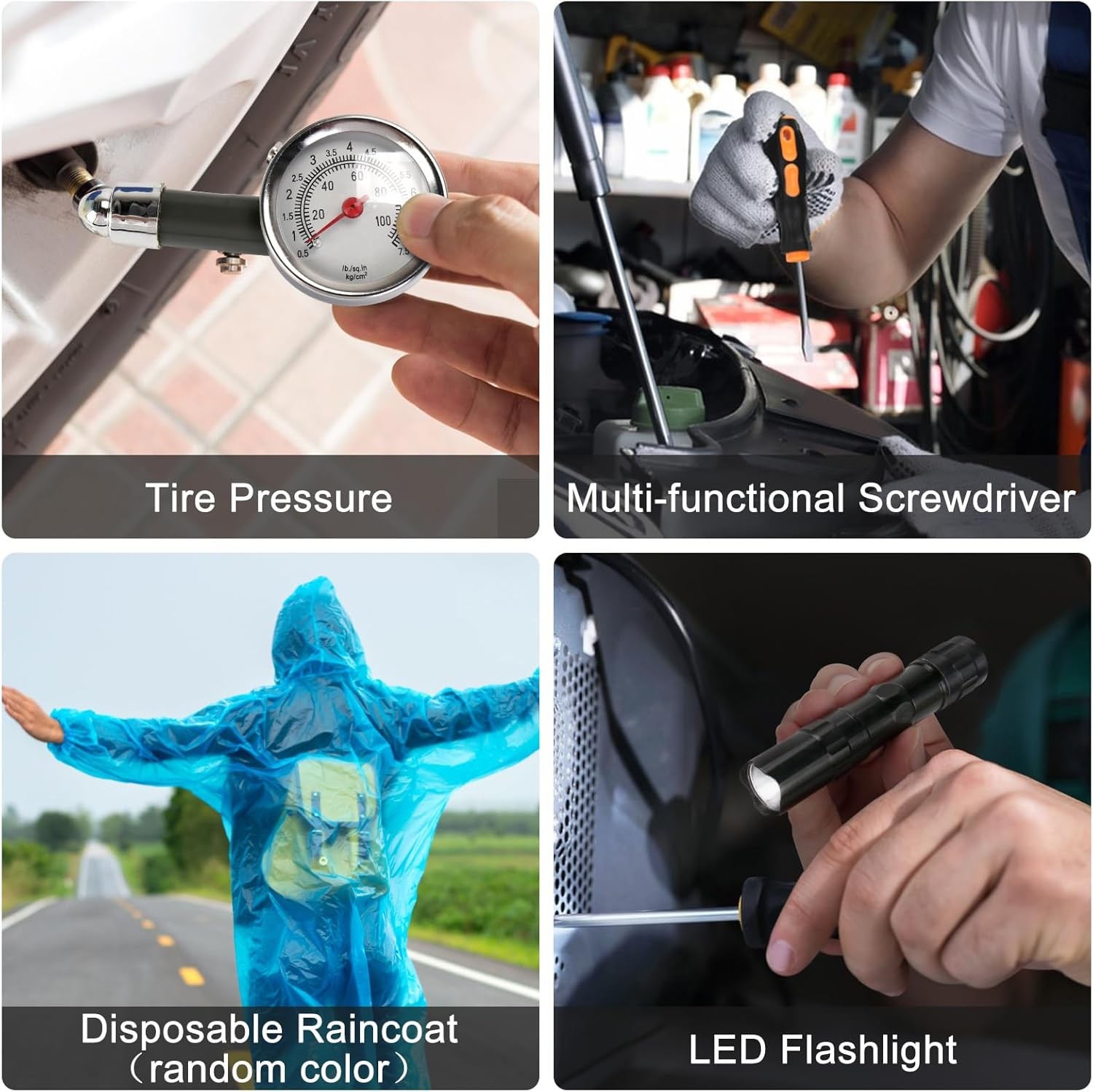 Car Safety Kit, 14-Piece Roadside Emergency Tool Kit