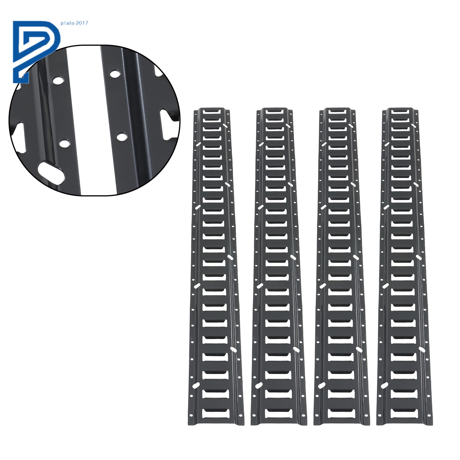 4 Pack 4' E Track Tie Down Rail Kit Coated Steel E-Track For Garages Trucks