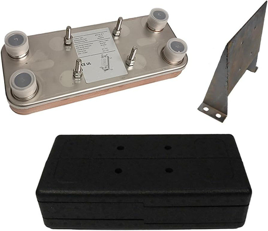 5"X12" Brazed 10 Plate Heat Exchanger [1" MPT] W/Bracket & Insulation Kit