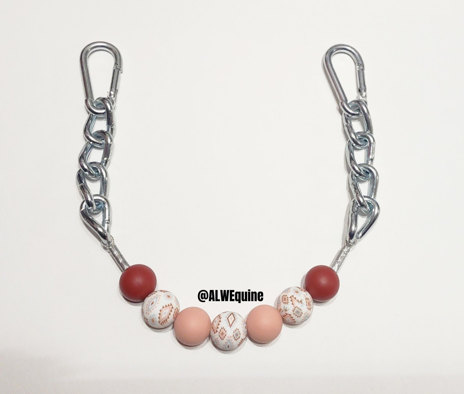 BRAND NEW Deep Red, Pale Blush, & Aztec Beaded Curb Strap by ALW Equine