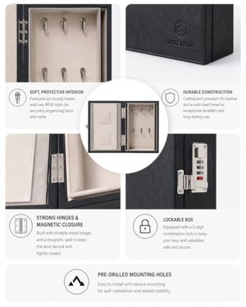 Faraday Key Box with Combination Lock () – Wall Mounted Signal Blocking Black