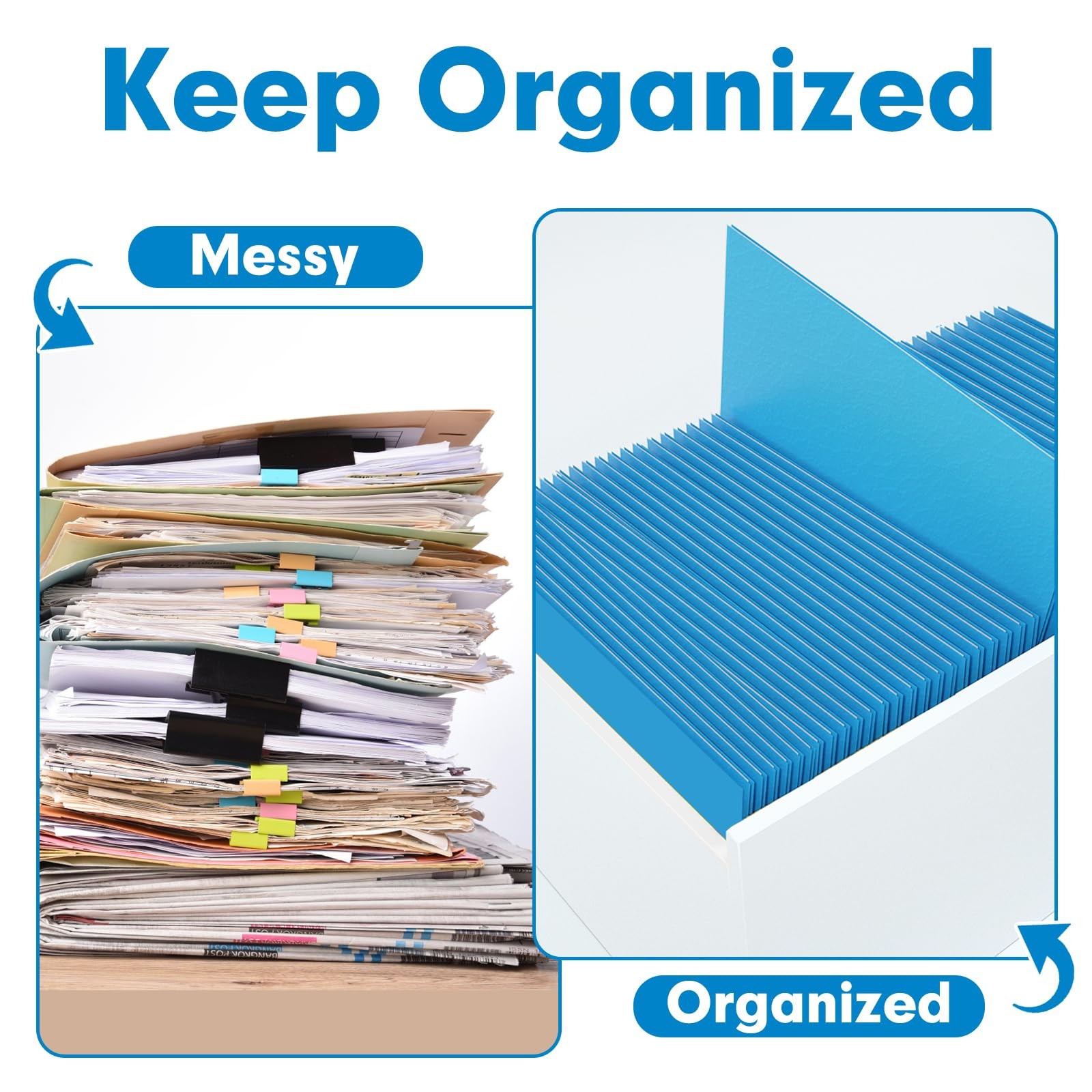 Two Pocket Folders, PANDRI 30 Pack 2 Letter Size Lightblue