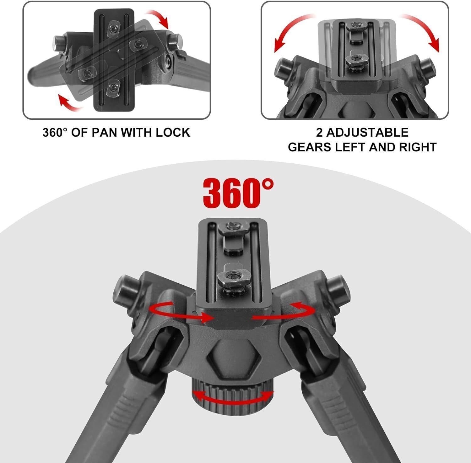 Tactical Rifle Bipod For M-lok Rail Mount 7.6" - 10.6" Adjustable Hunting Bipod
