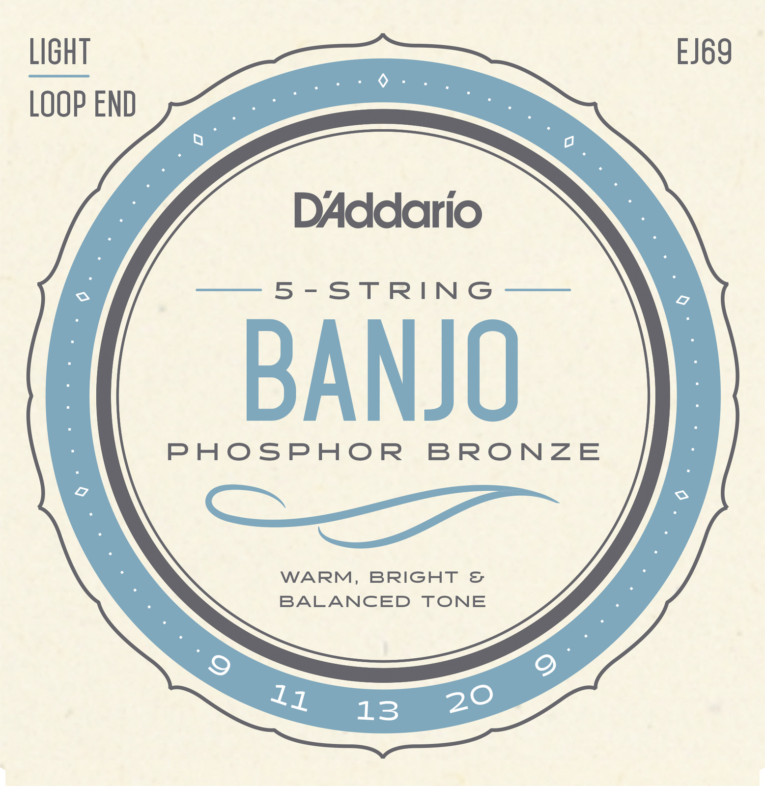 10 Sets D'Addario EJ69 5-String Banjo Phosphor Bronze Light Gauge 9-20
