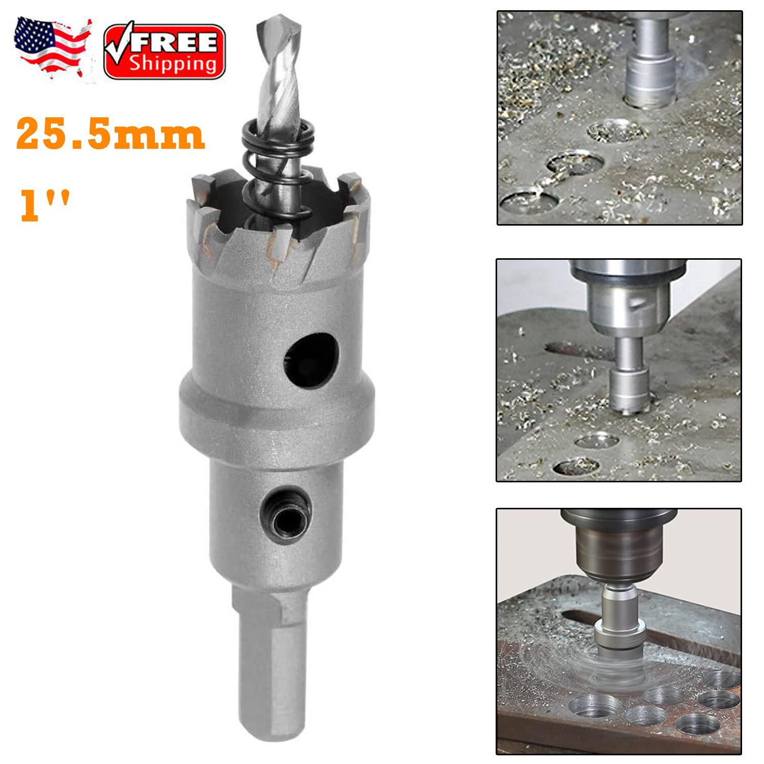 1" 25.5mm Carbide Tip TCT Hole Saw Cutter Drill Bit For Steel Metal Alloy Wood