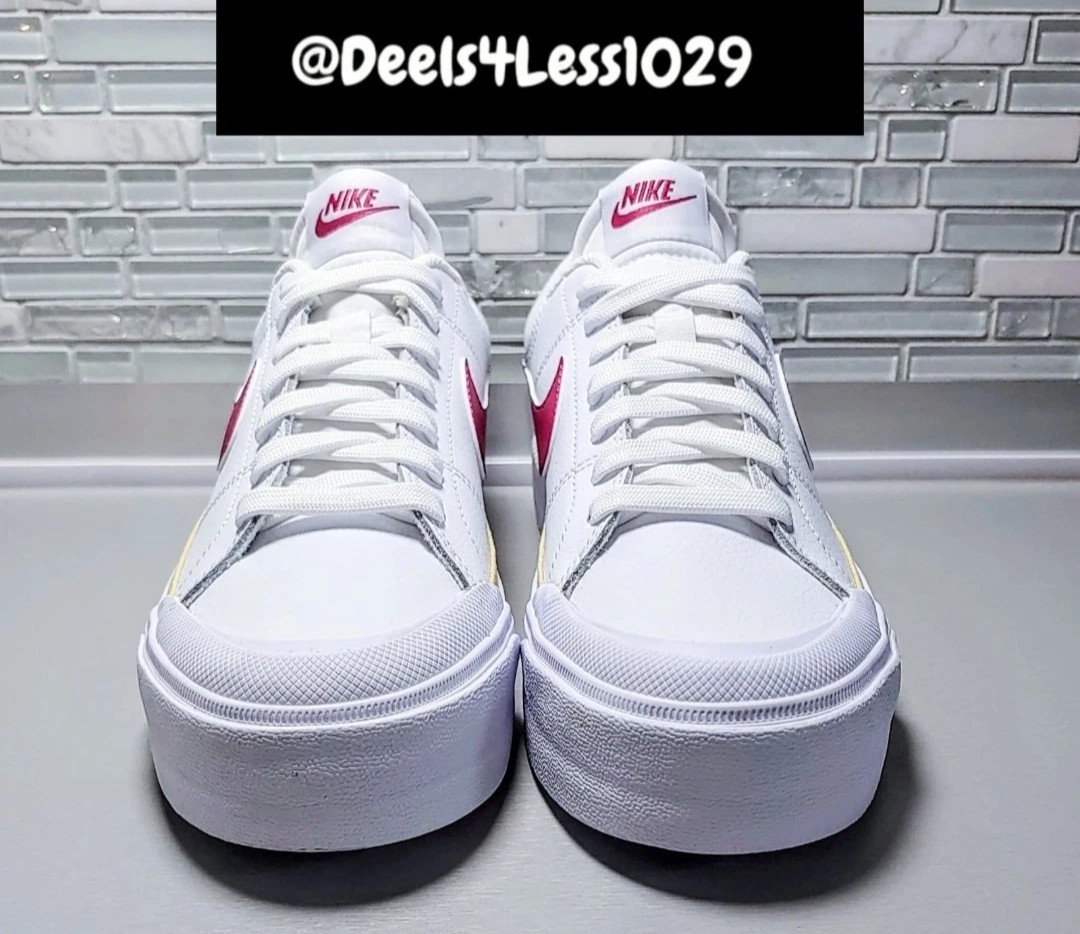 Nike Court Legacy Lift Platform Womens White Sweet Beet Cream DM7590-112