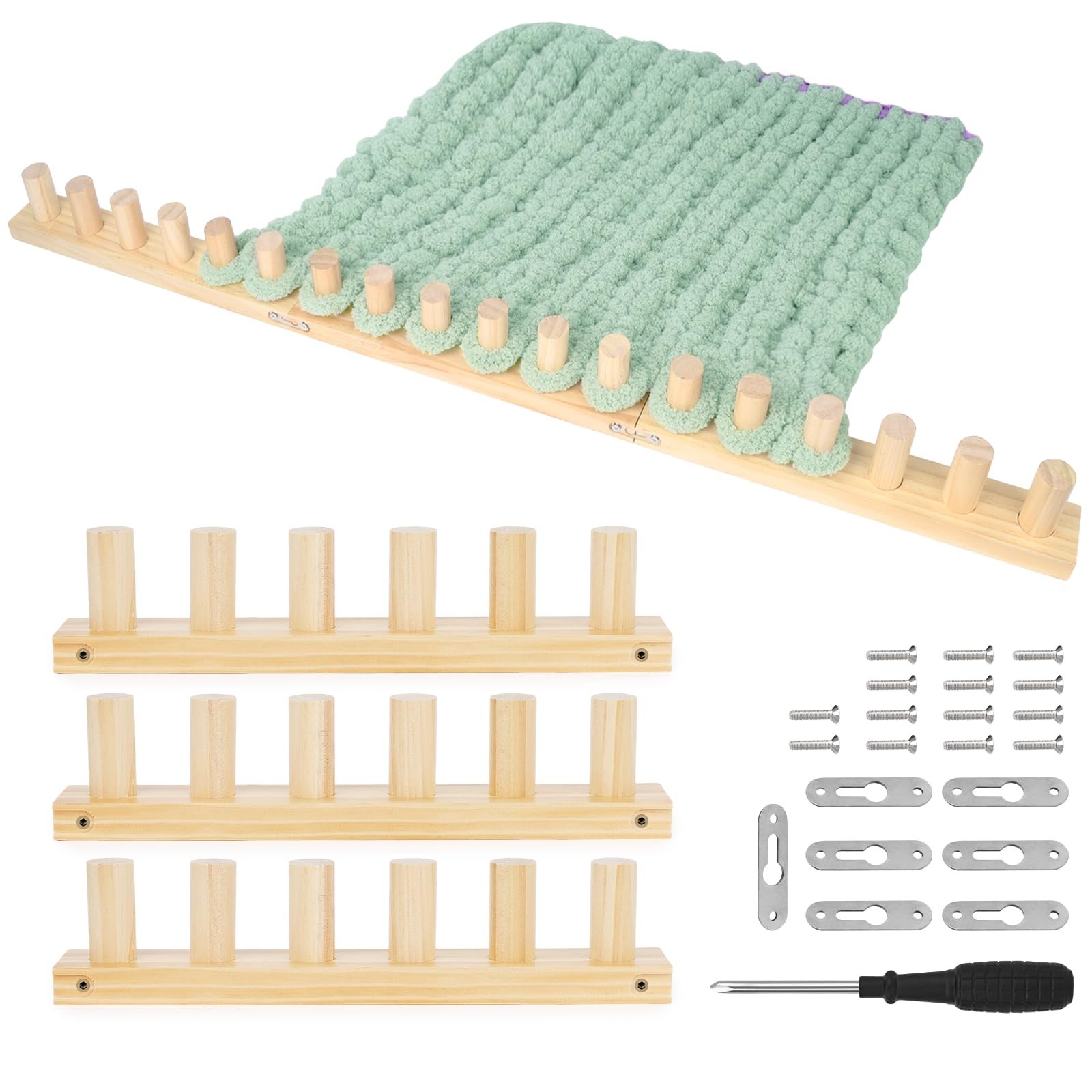Reessy Wooden Loom for Chunky Blanket – 40” Chunky Knitting Blanket