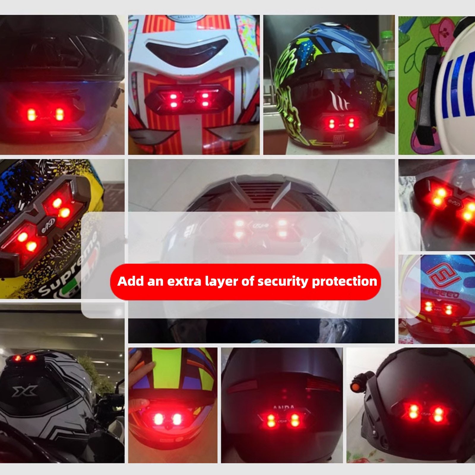 Waterproof Motorcycle Rear LED Helmet Light USB Rechargeable Light Accessory