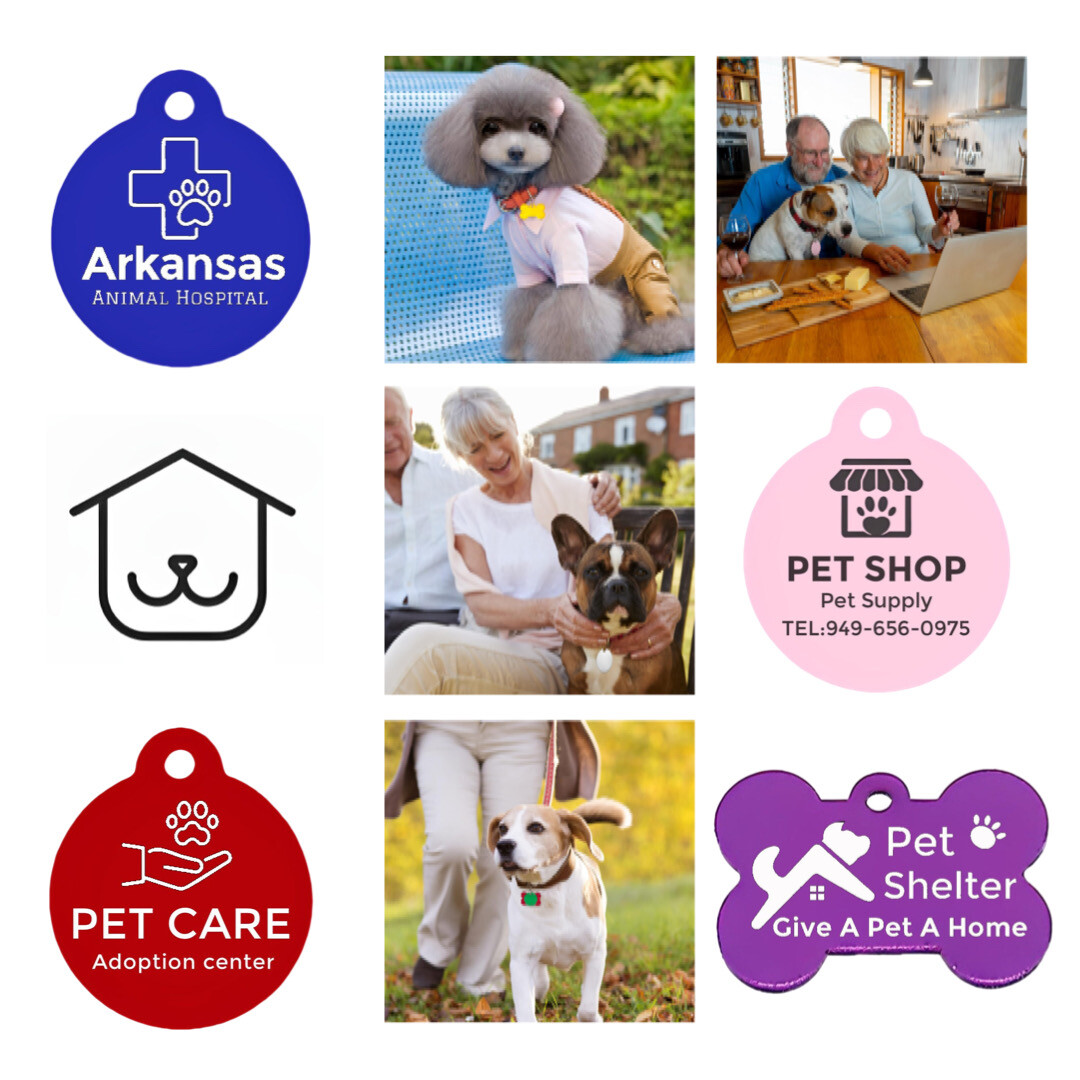 Customized Pet Tags, Aluminum ID Tags,  Dog Cat Tag, Hand-Painted Design