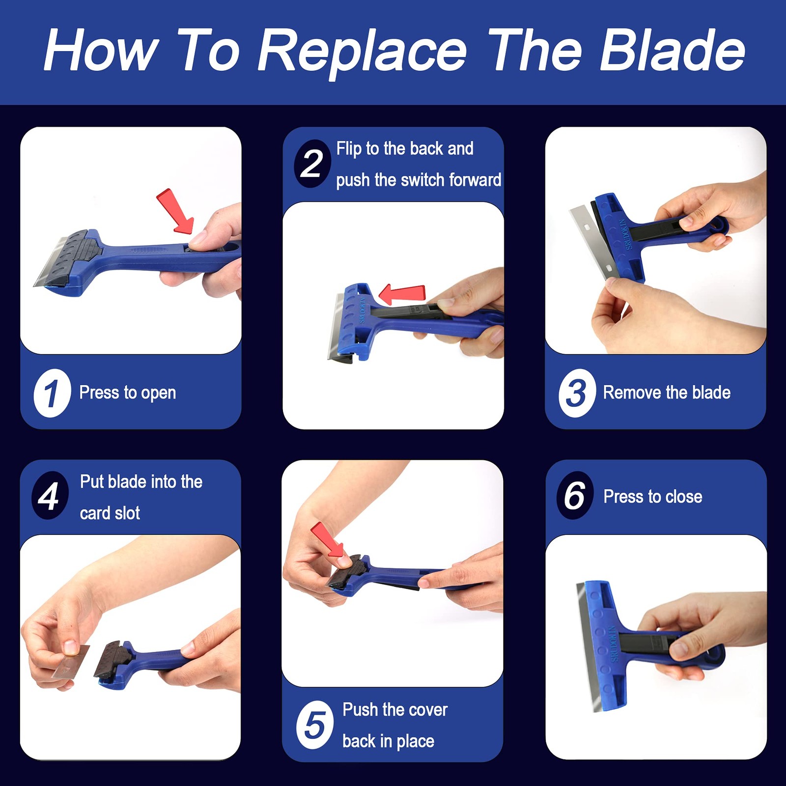 Razor Blade Scraper, 4" Scraper Tool with 10 Extra Replacement Metal Blades,...