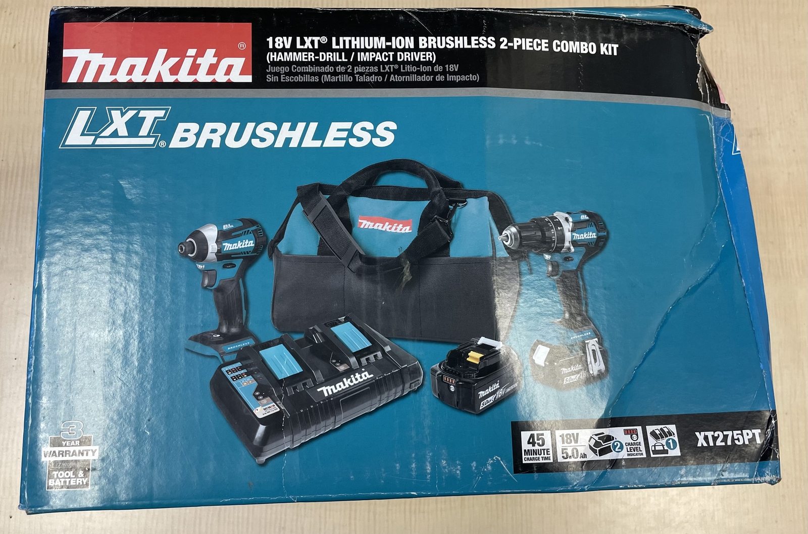 Makita XT275PT 5.0Ah 18V LXT Brushless Cordless Combo Kit NEW OPEN BOX