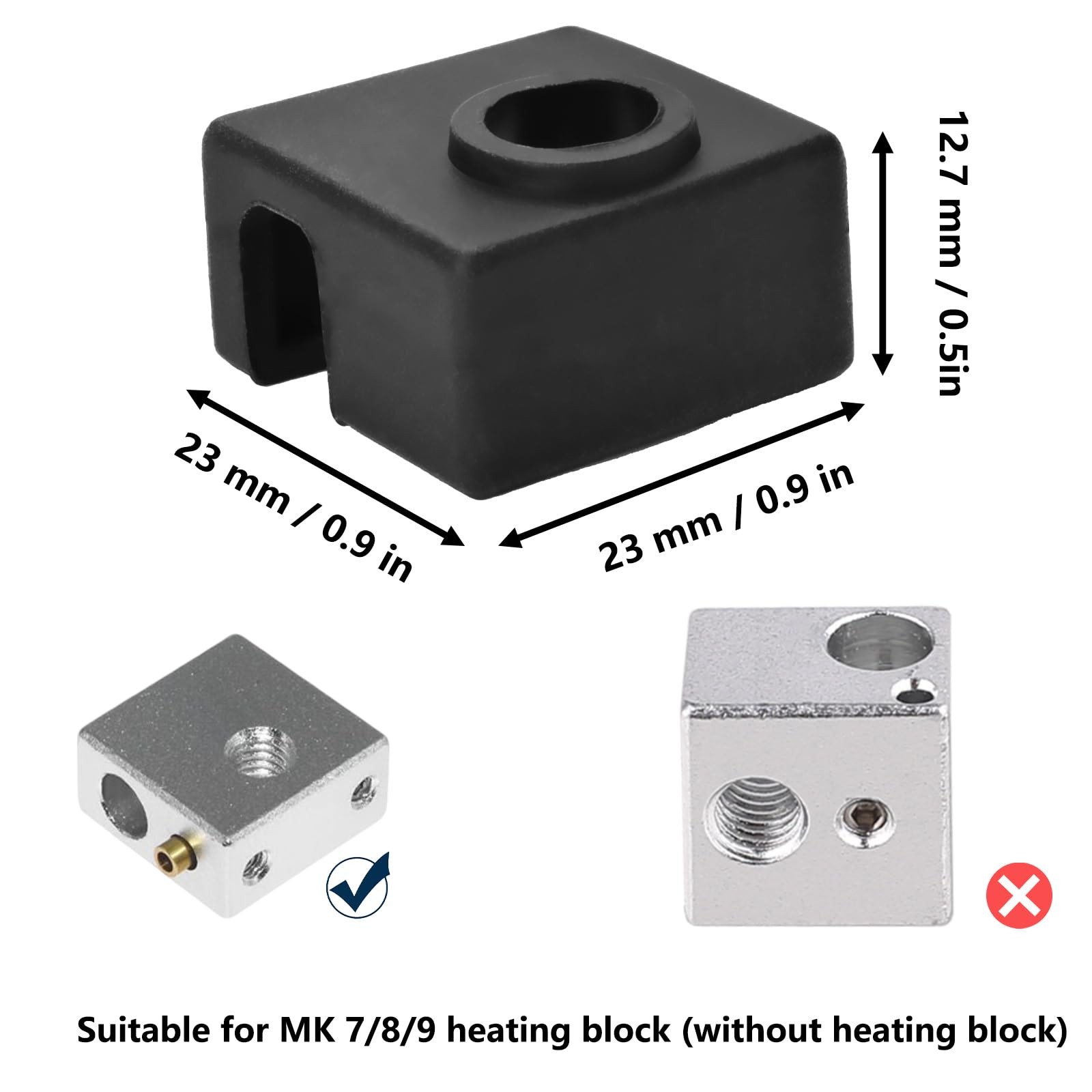 3D Printer Silicone Sock 8Pcs Hotend Heater Block 8 Pcs