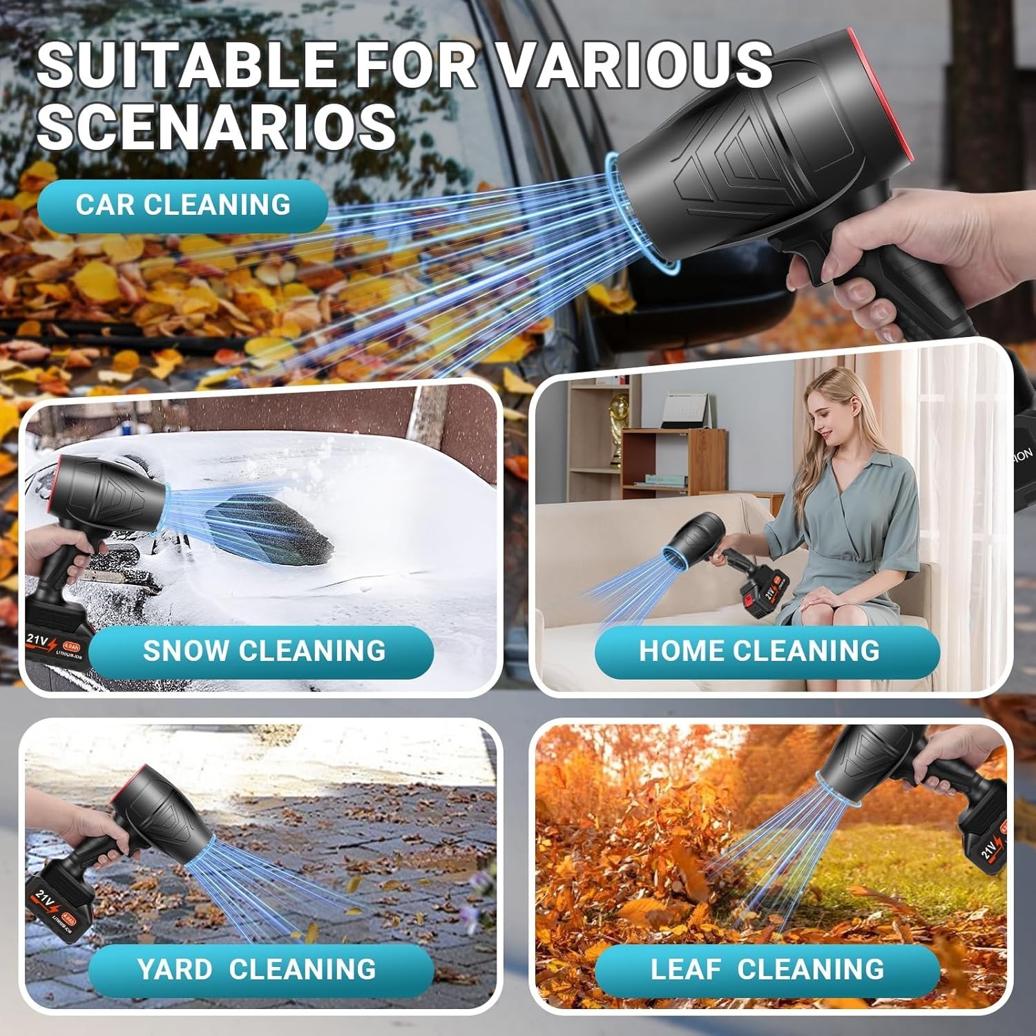 2025 Upgraded Handheld Blower - 32000RPM Power for Leaves, Snow & Dust Removal