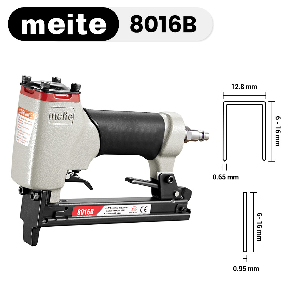 meite 8016B Pneumatic Staple Gun 21 Gauge 1/2 inch Crown 1/4" to 5/8" Length