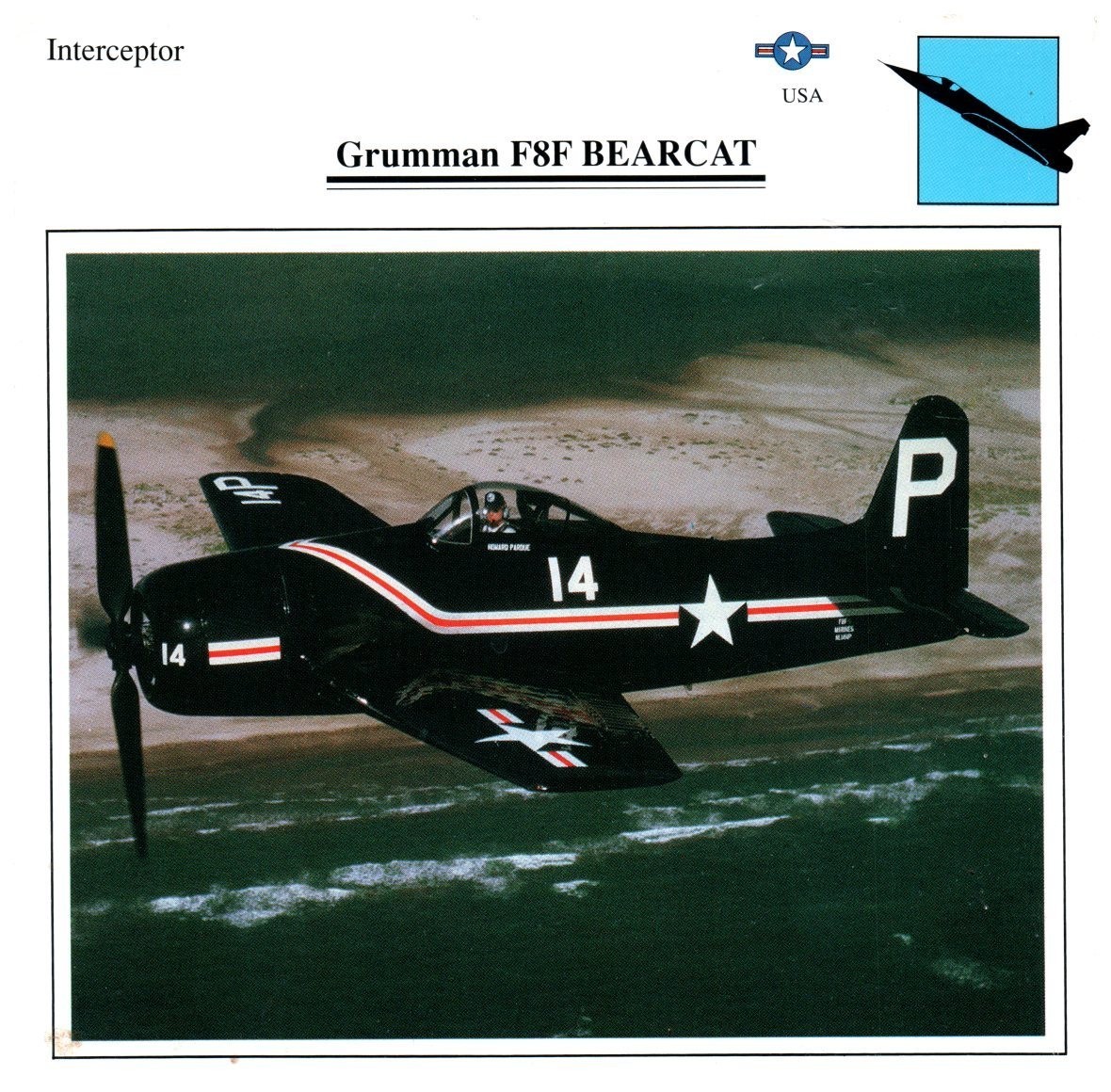 Grumman F8F BEARCAT Edito Service Warplane Air Military Card USA