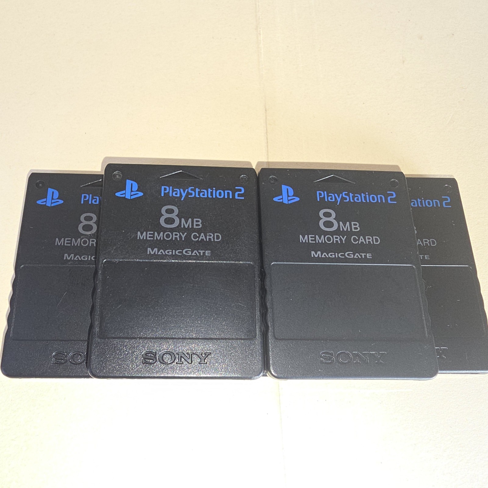 Lot Of 4 Sony Playstation 2 8MB Memory Cards Black Official Tested