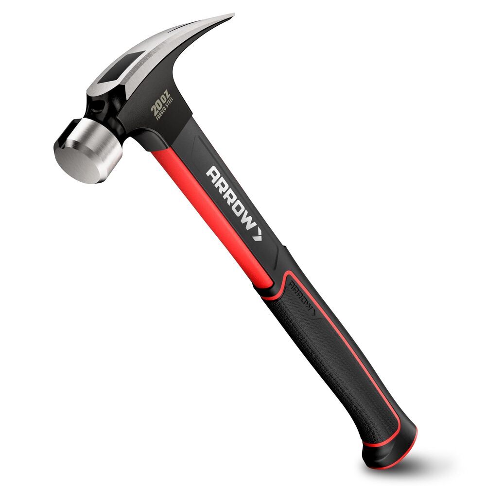 ARROW 20oz Curved Claw Hammer Fiberglass Handle Smooth Face & Forged Steel Head