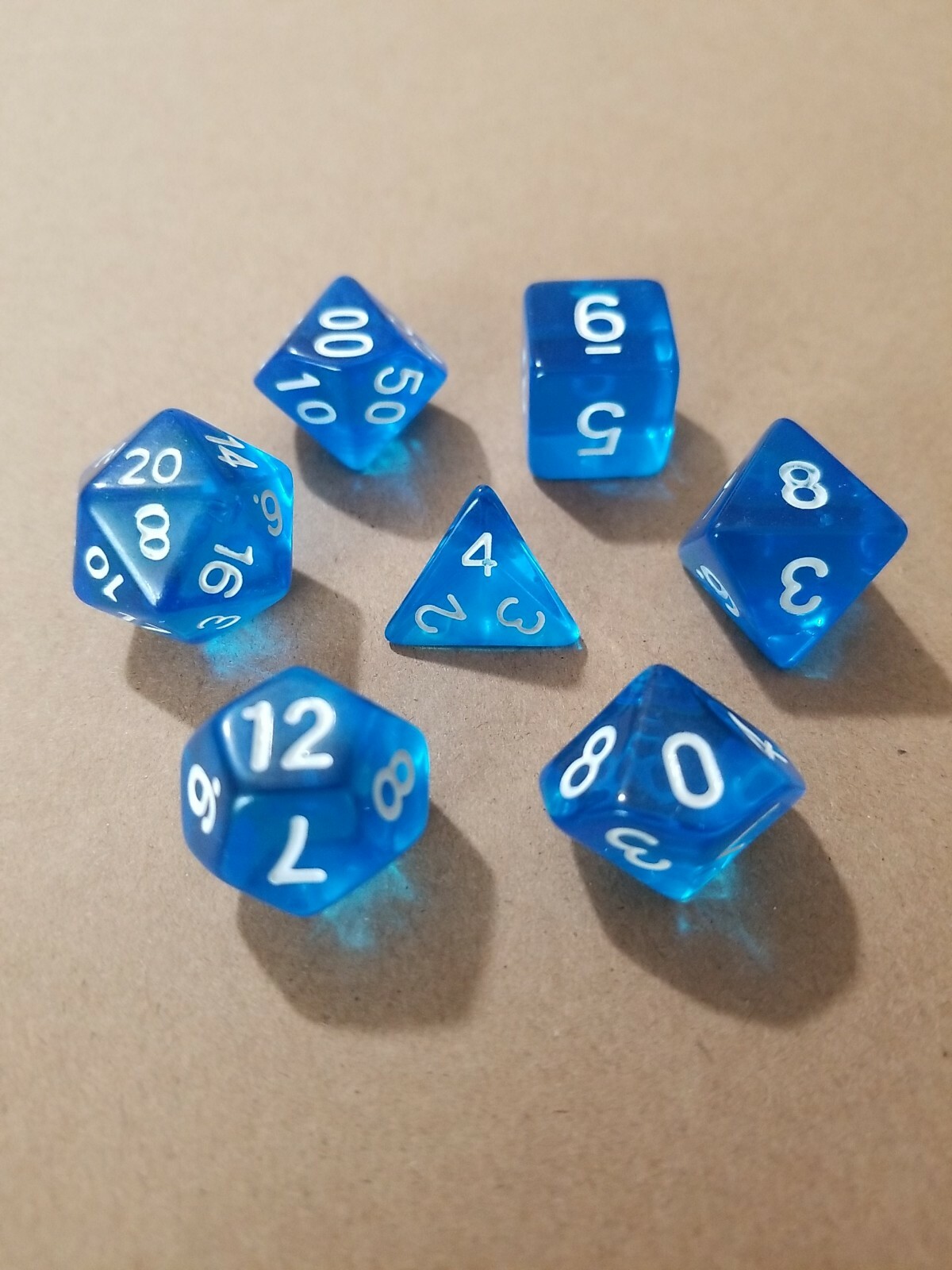 Polyhedral Gaming Dice, 7pc set (d4,6,8,10,12,20,%) FREE SHIPPING