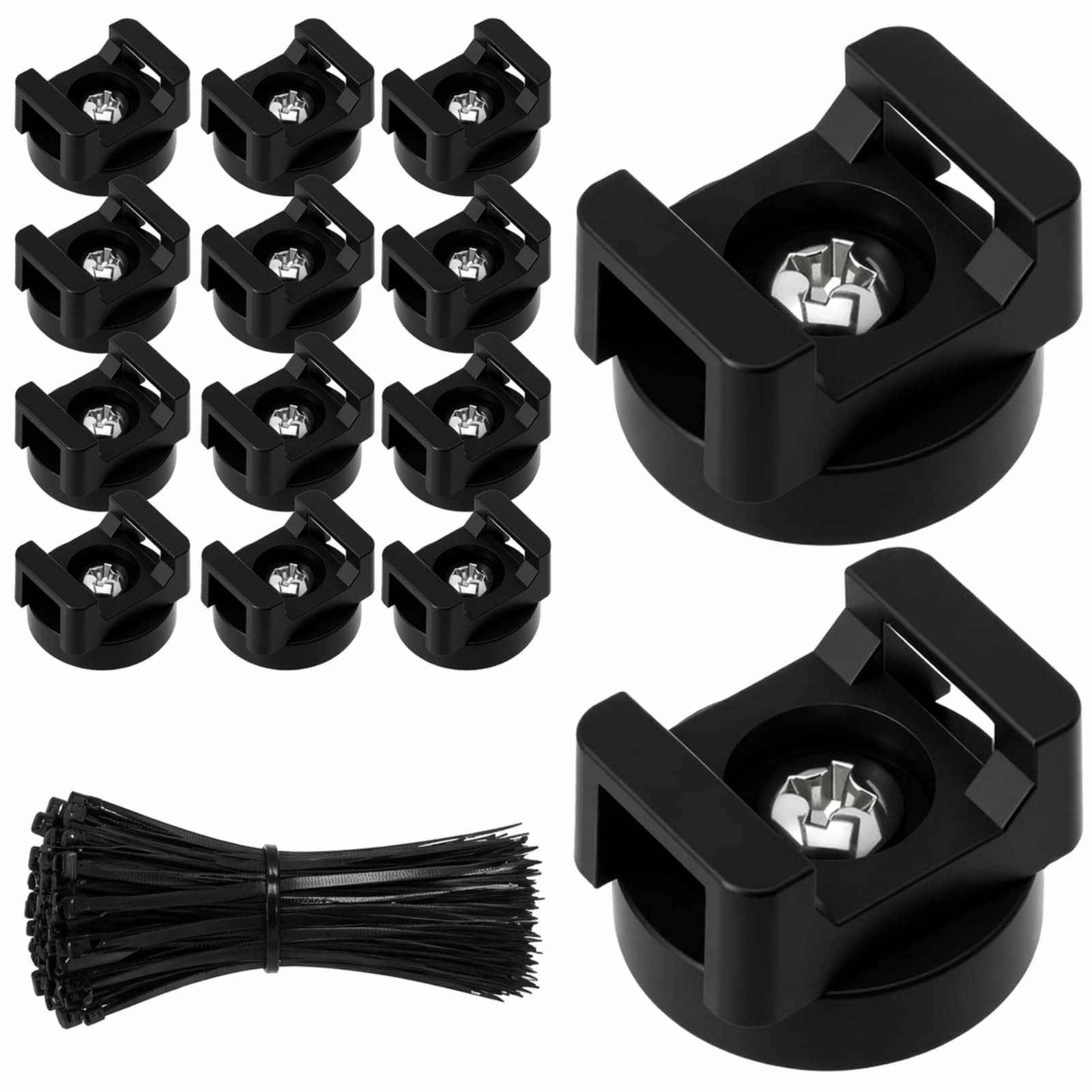 Yookeer 212 Pieces Magnetic Cable Zip Tie Mounts Base with 4/6/8/12 inch Cabl...