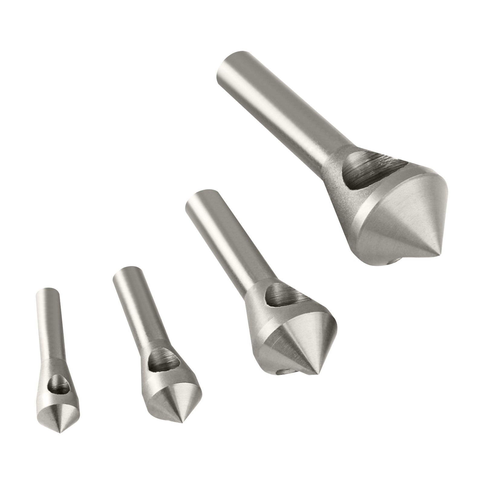 4pcs High Speed Steel Woodworking Bits, Countersink Deburring Tool Set Silver