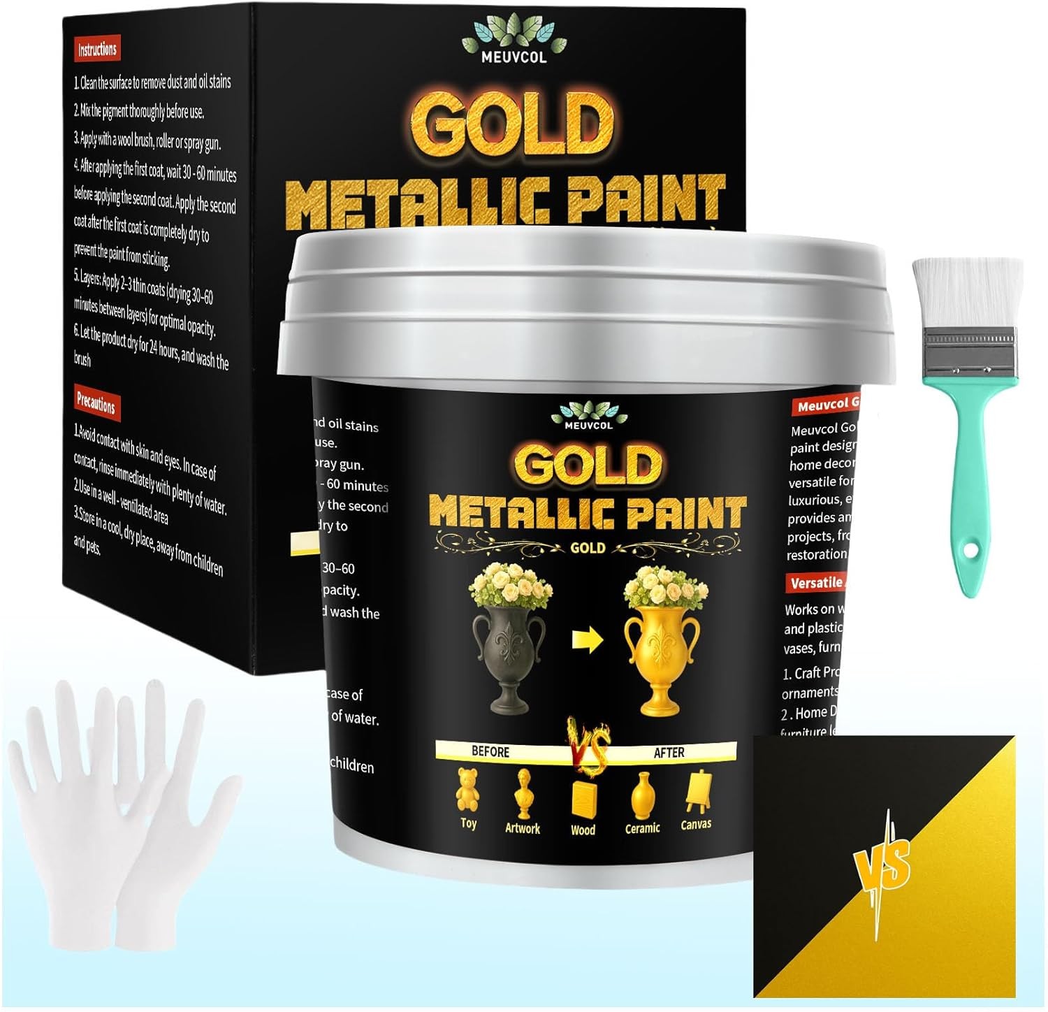 Gold Paint, 35 Floz Metallic Liquid Leaf 35 Fl Oz (Pack of 1),
