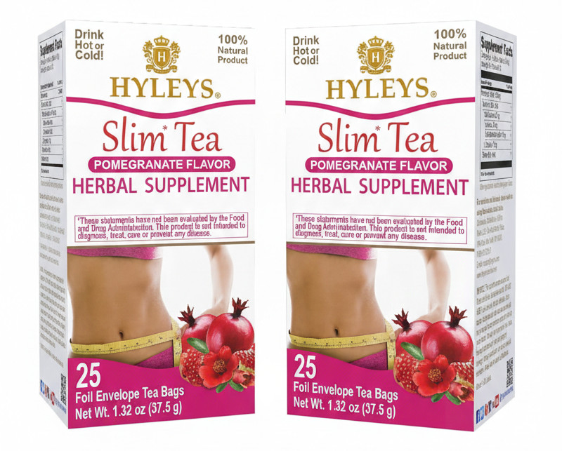 (2-PACK BUNDLE ) Hyleys Slim Tea 25 CT Pomegranate Weight Loss (50 TEA BAGS)