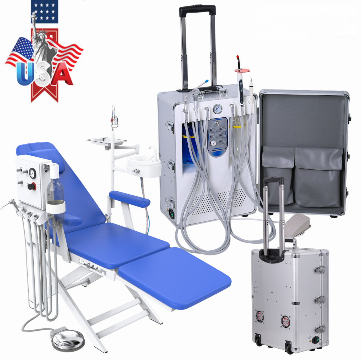 Portable Dental Delivery Unit Case Air Compressor Syringe/Portable Folding Chair