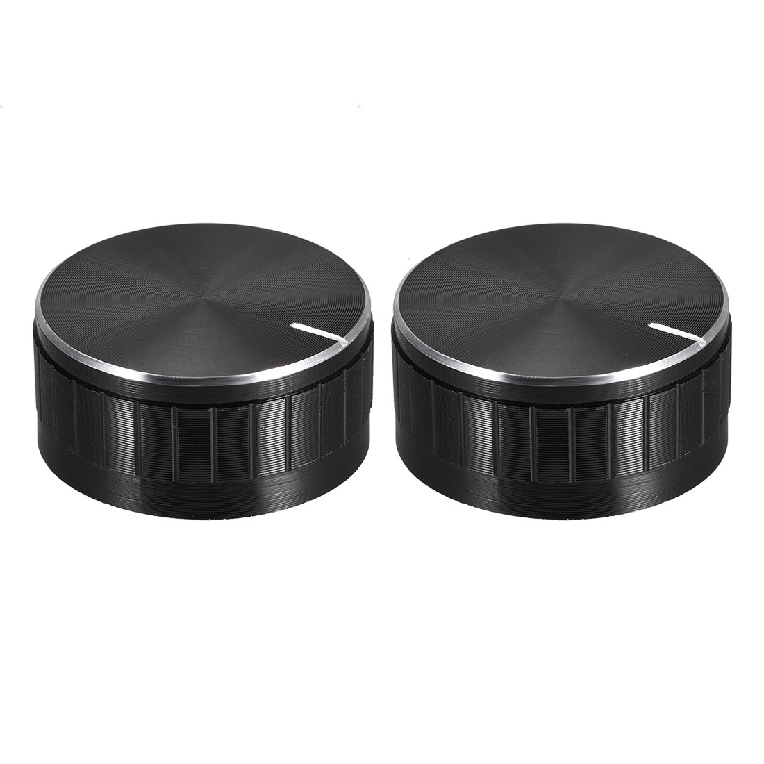 2pcs Potentiometer Knob Knurled Shaft Black Aluminum Rotary Knob 40mmx17mm