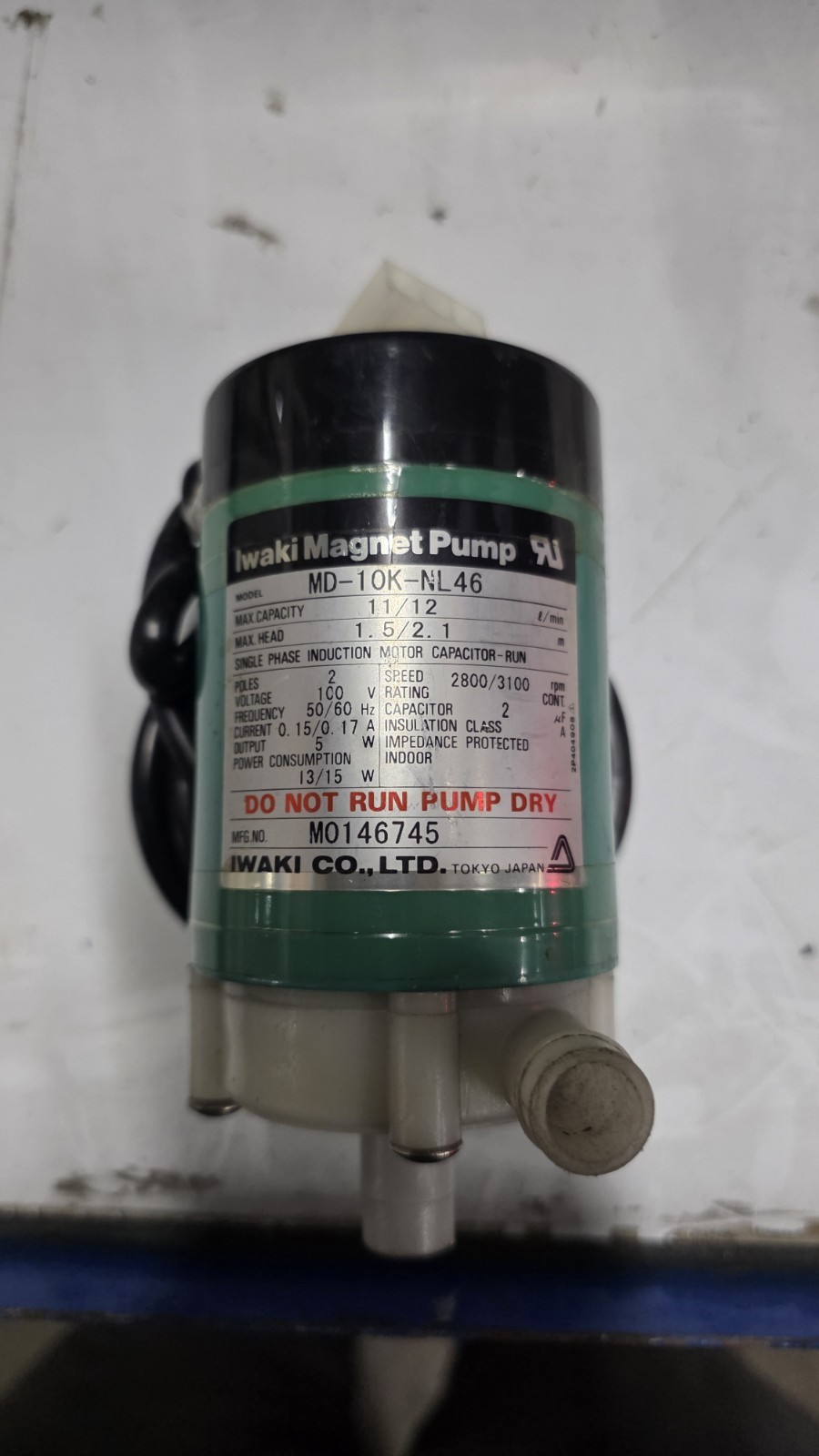 Iwaki Magnet Pump MD-10K-NL46 100V 50/60Hz Chemical Resistant Pump Made in Japan