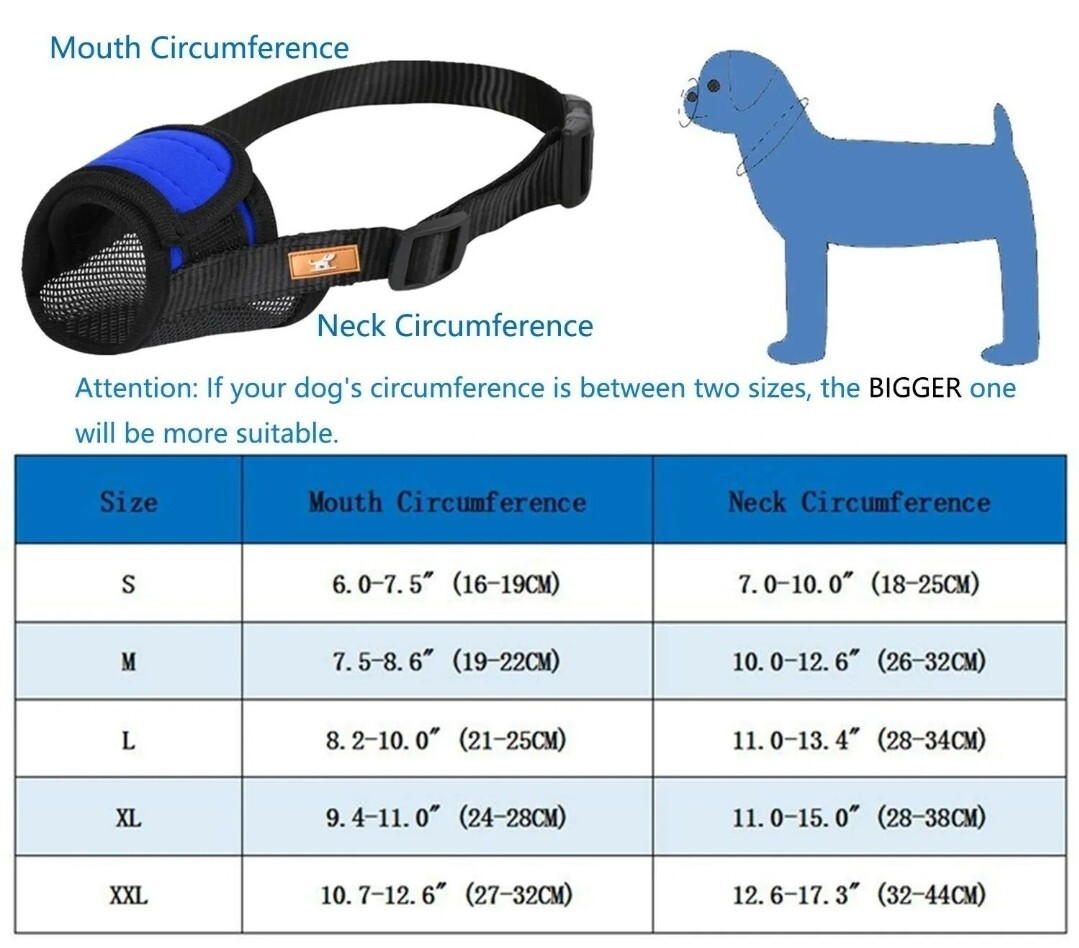 Soft Dog Muzzle Cover with Dogs Hook & Loop for small,medium & large Dogs.