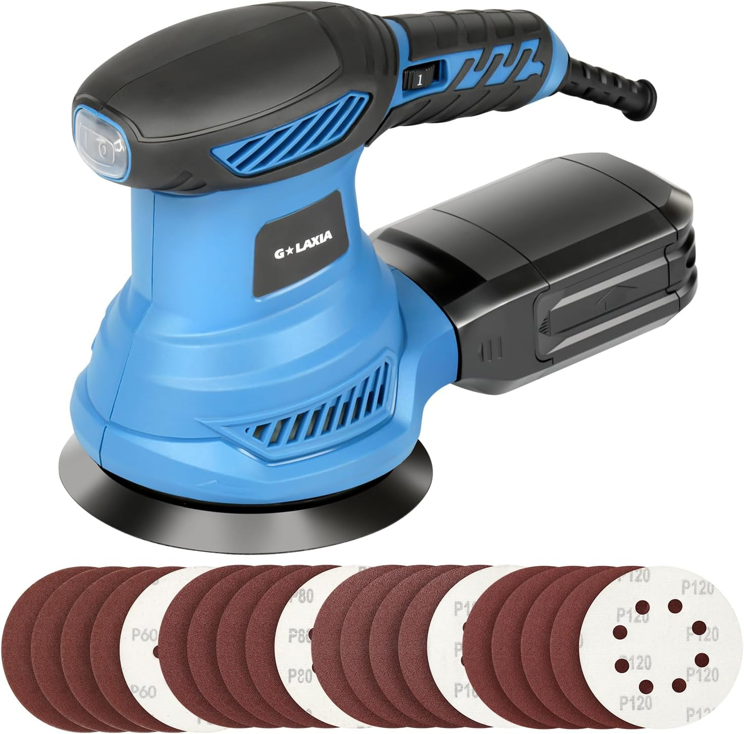 Random Orbital Sander, 2.5Amp 4.9-Inch Electric Palm Sander with 20 Piece Sandin
