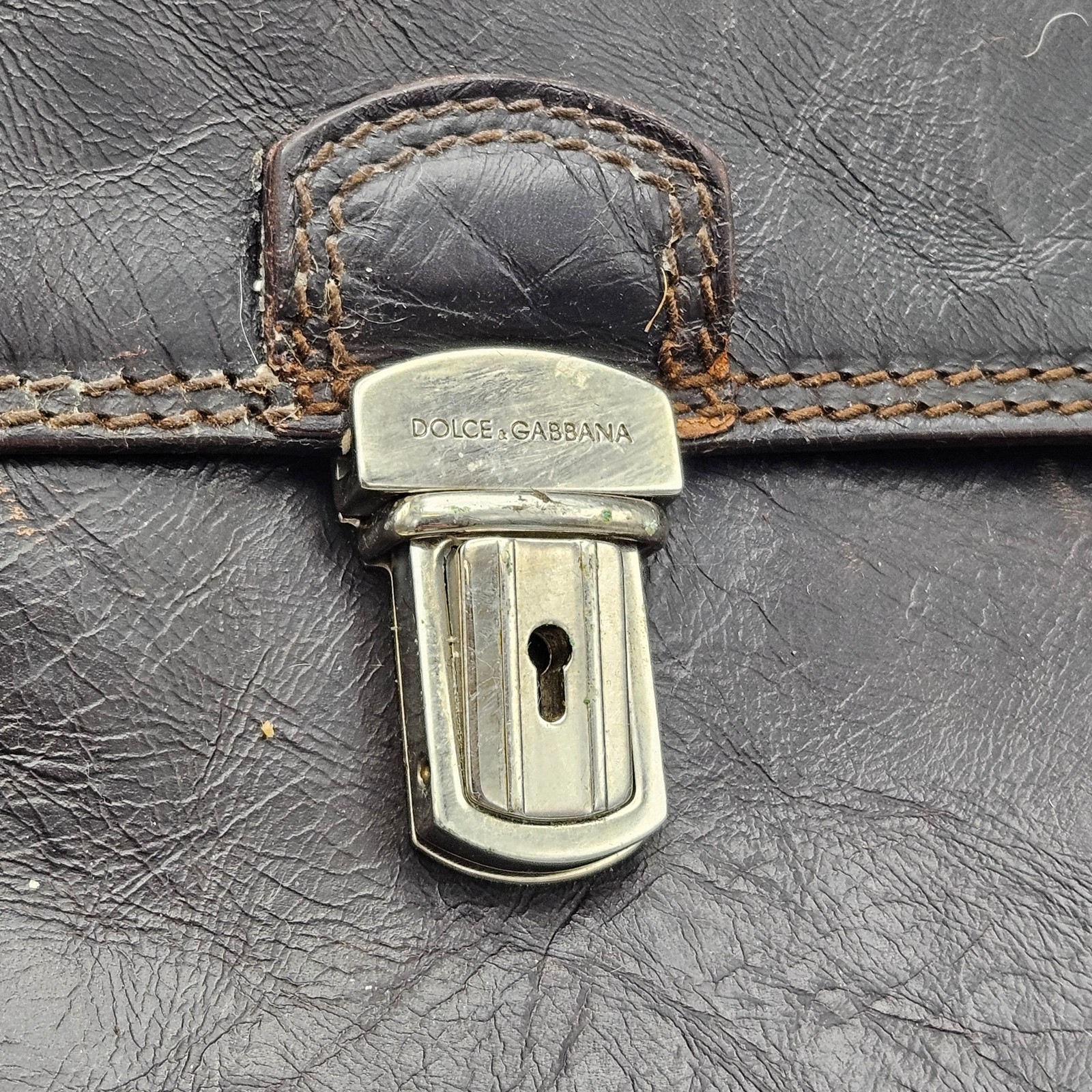 Vintage Dolce & Gabbana Black Leather Briefcase