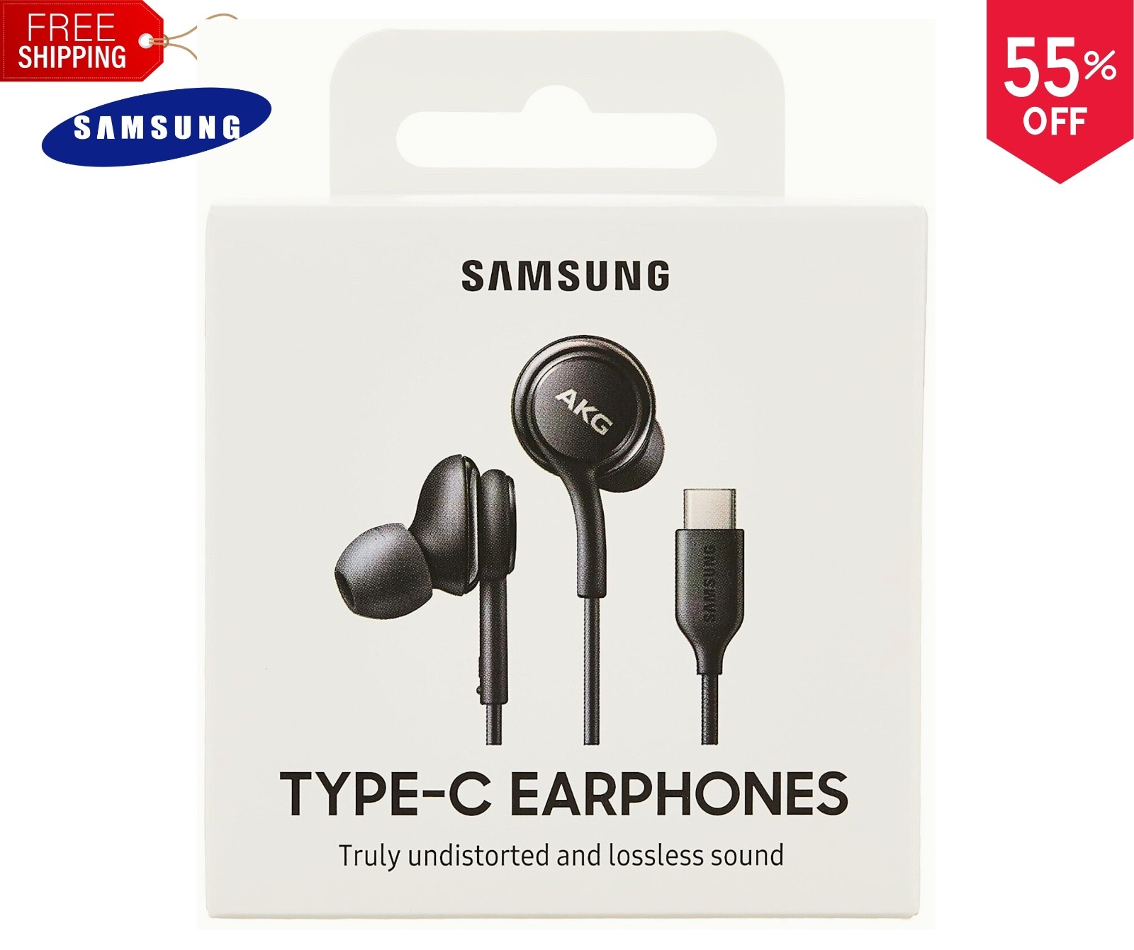 New USB-C Earbuds Earphones Stereo Braided Cable OEM Original Samsung AKG
