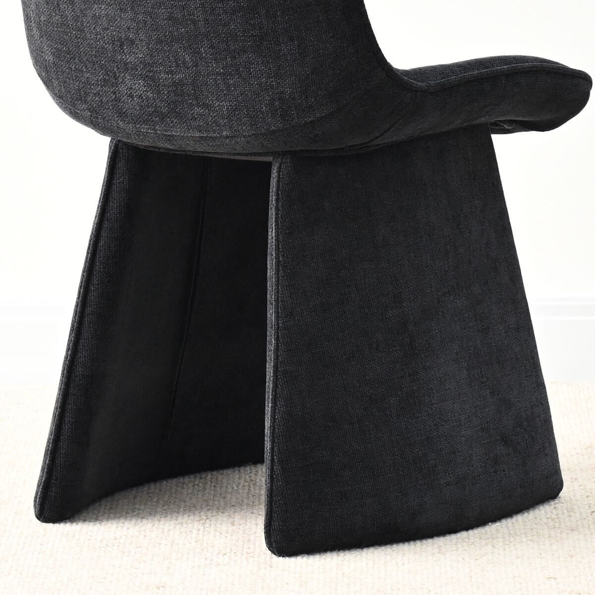 Set of 4 Black Modern Upholstered Dining Chair Chenille Fabric Accent Chair