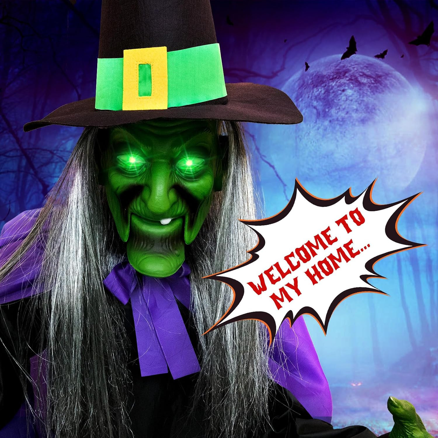 Halloween Decorations Outdoor - 12 Ft Animated Hovering Witch Animatronics | Hal