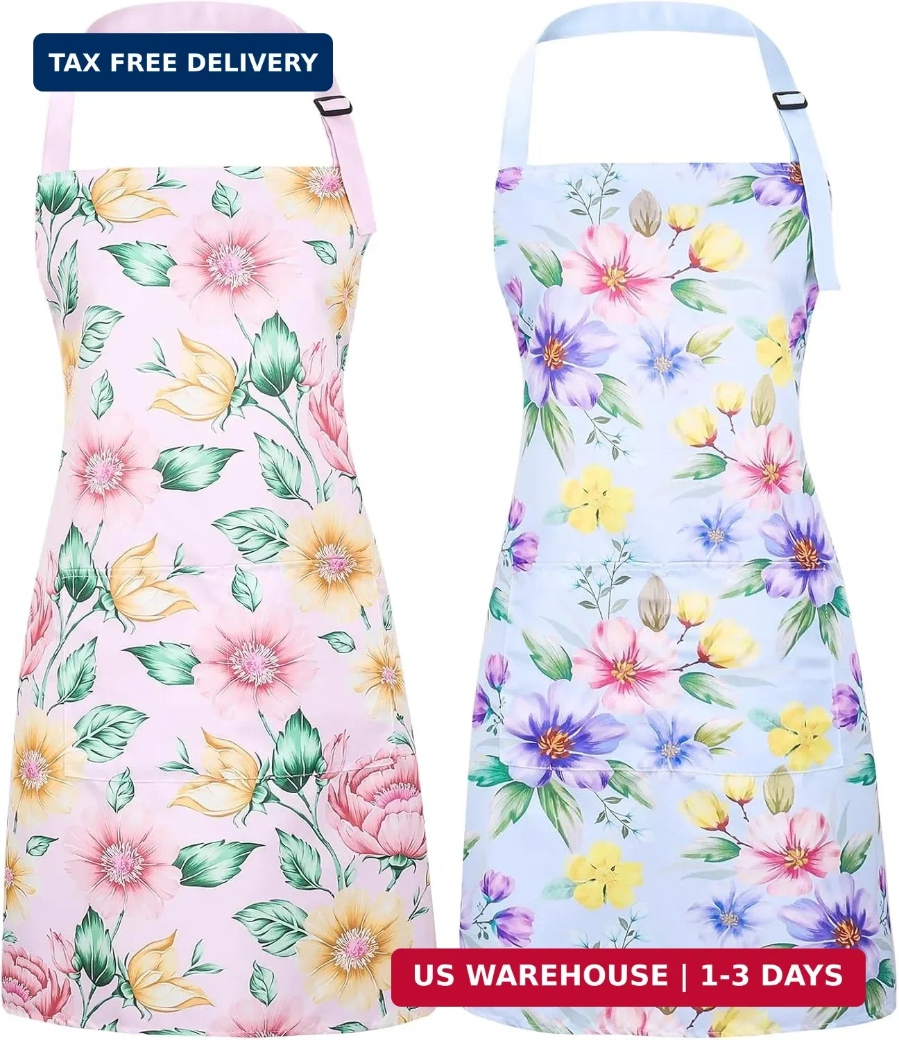 Floral Aprons for Women with Pockets Adjustable Waterproof | Floral Chef Aprons