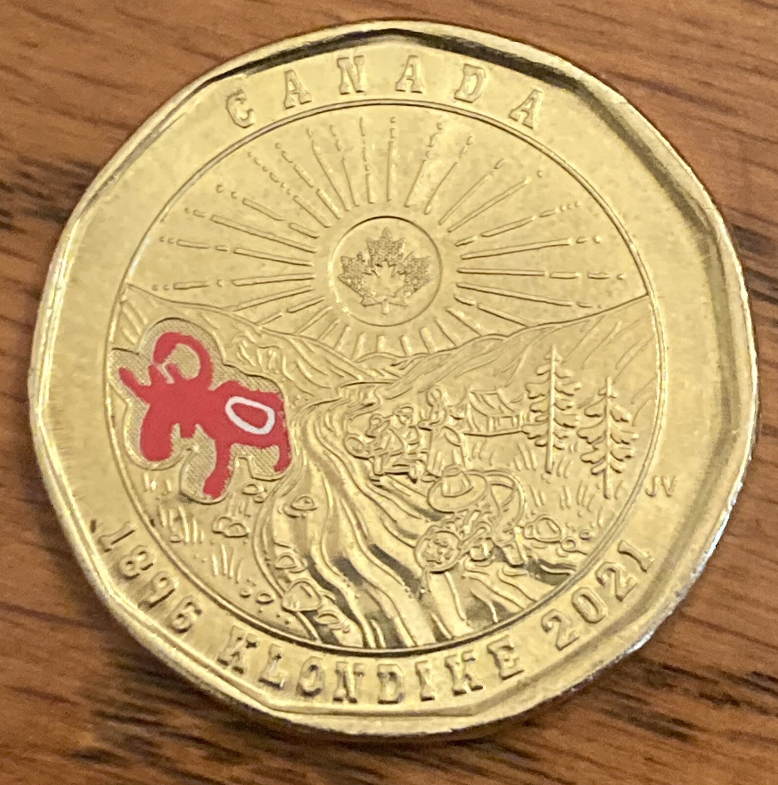 2021 Klondike Canada $1 one dollar loonie coloured **75% off combined shipping**