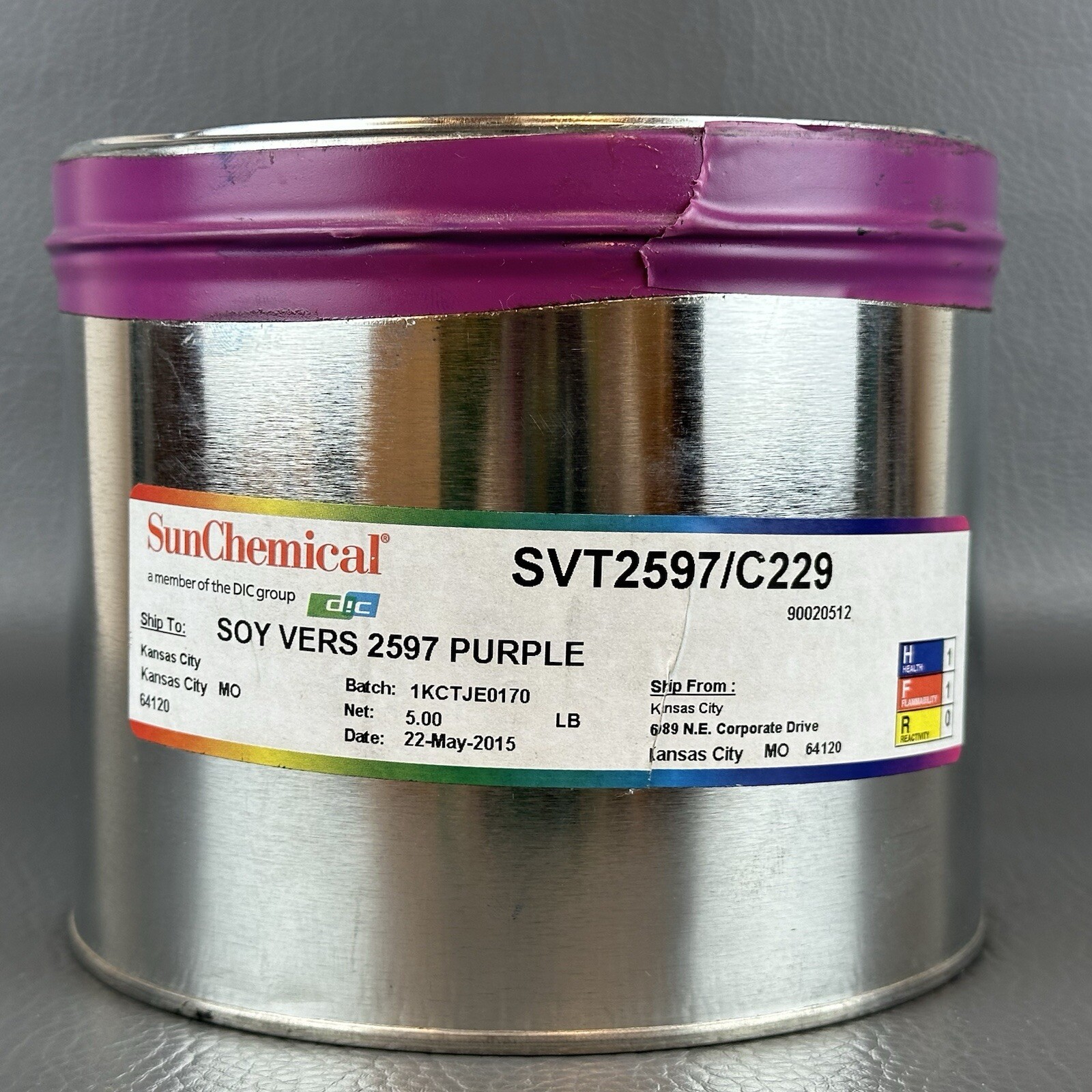 SUN CHEMICAL **PURPLE** OFFSET PRINTING INK SOY BASED 5 LBS PANTONE# 2597 PURPLE