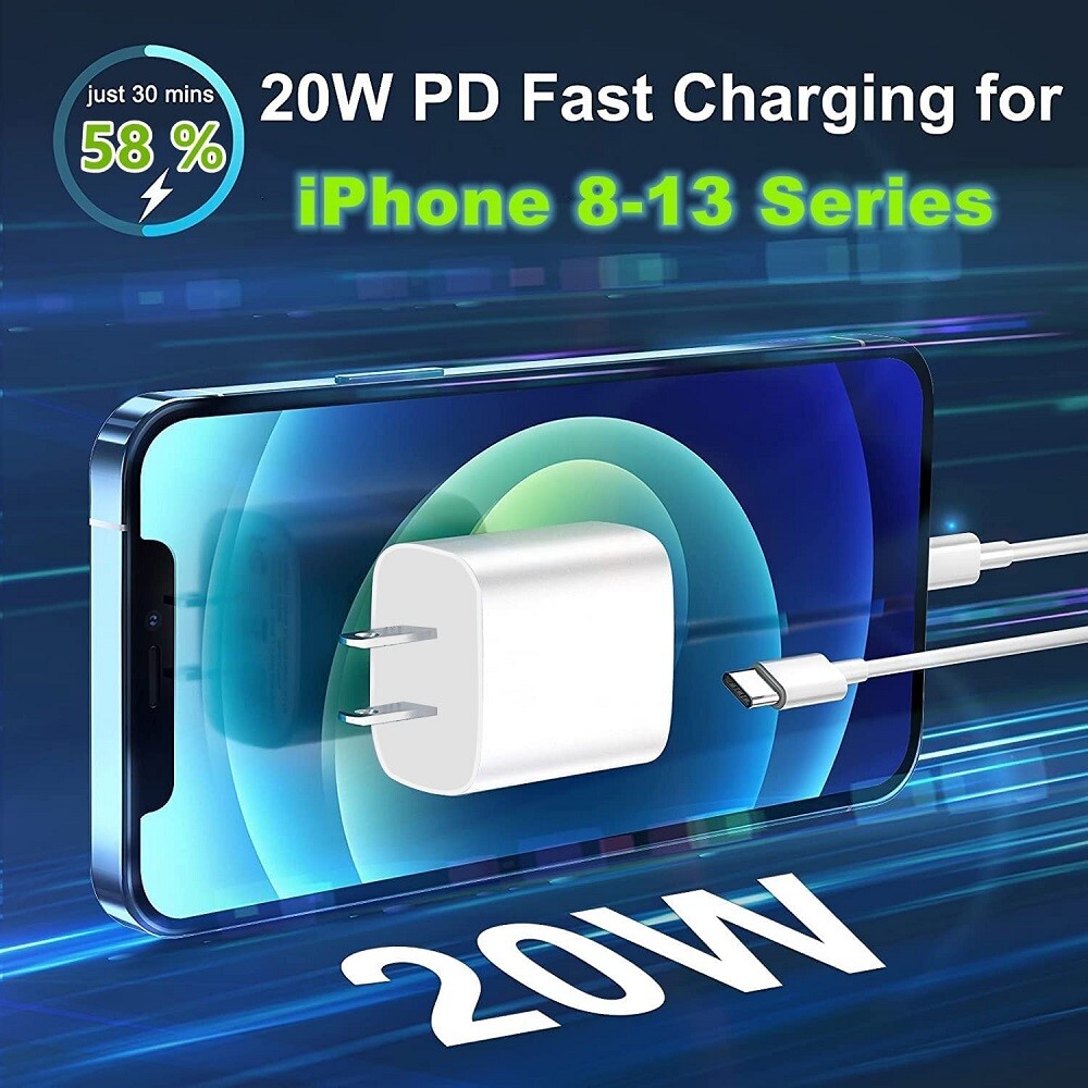 20W PD USB-C 6FT Cable Fast Charger Cord For iPhone 12 11 13 Pro Max 7 8 6 Lot
