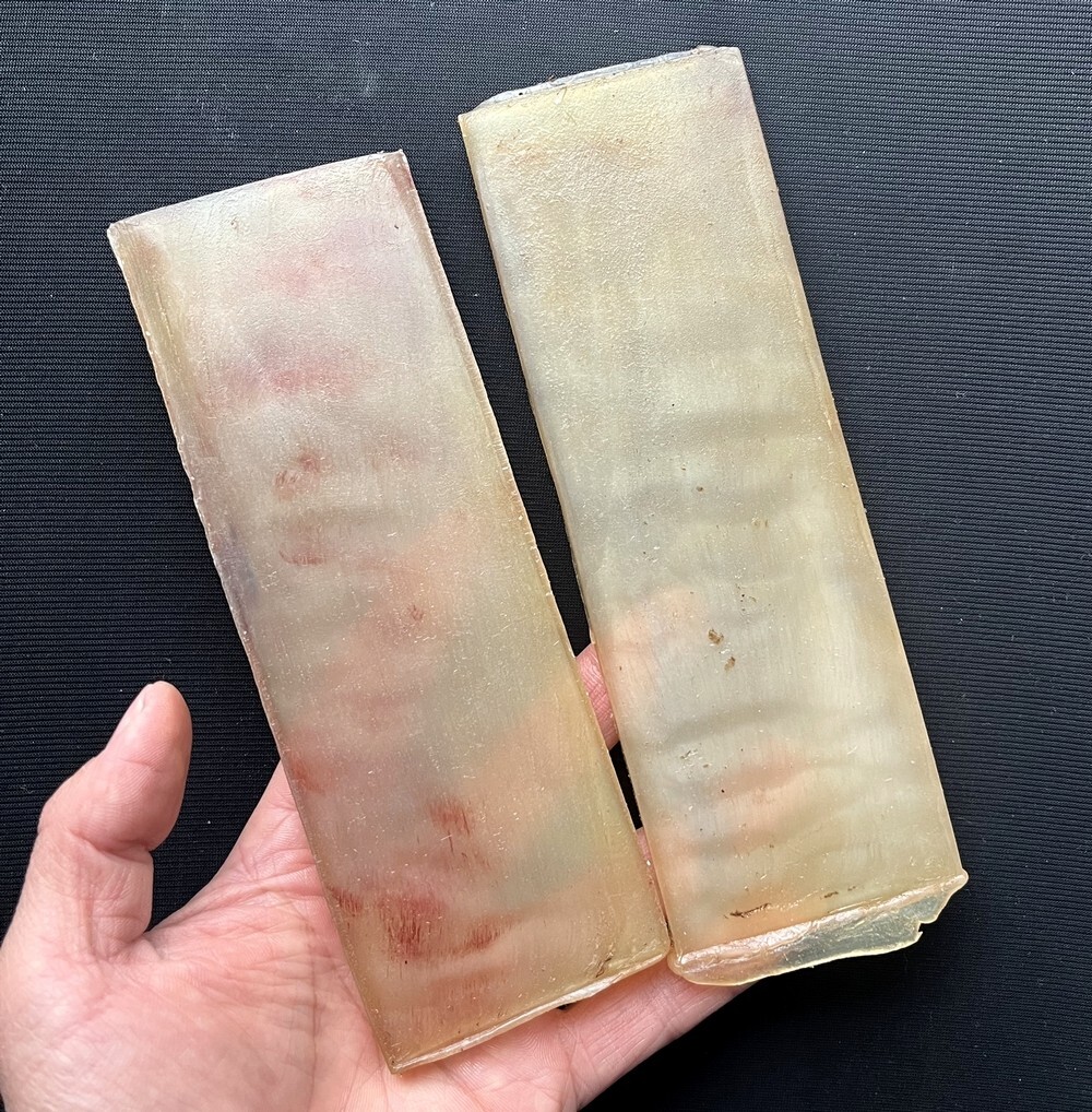 2 Pcs Solid Natural Sheep Horn Sheet Knife Blanks Plate Scales Handle Material