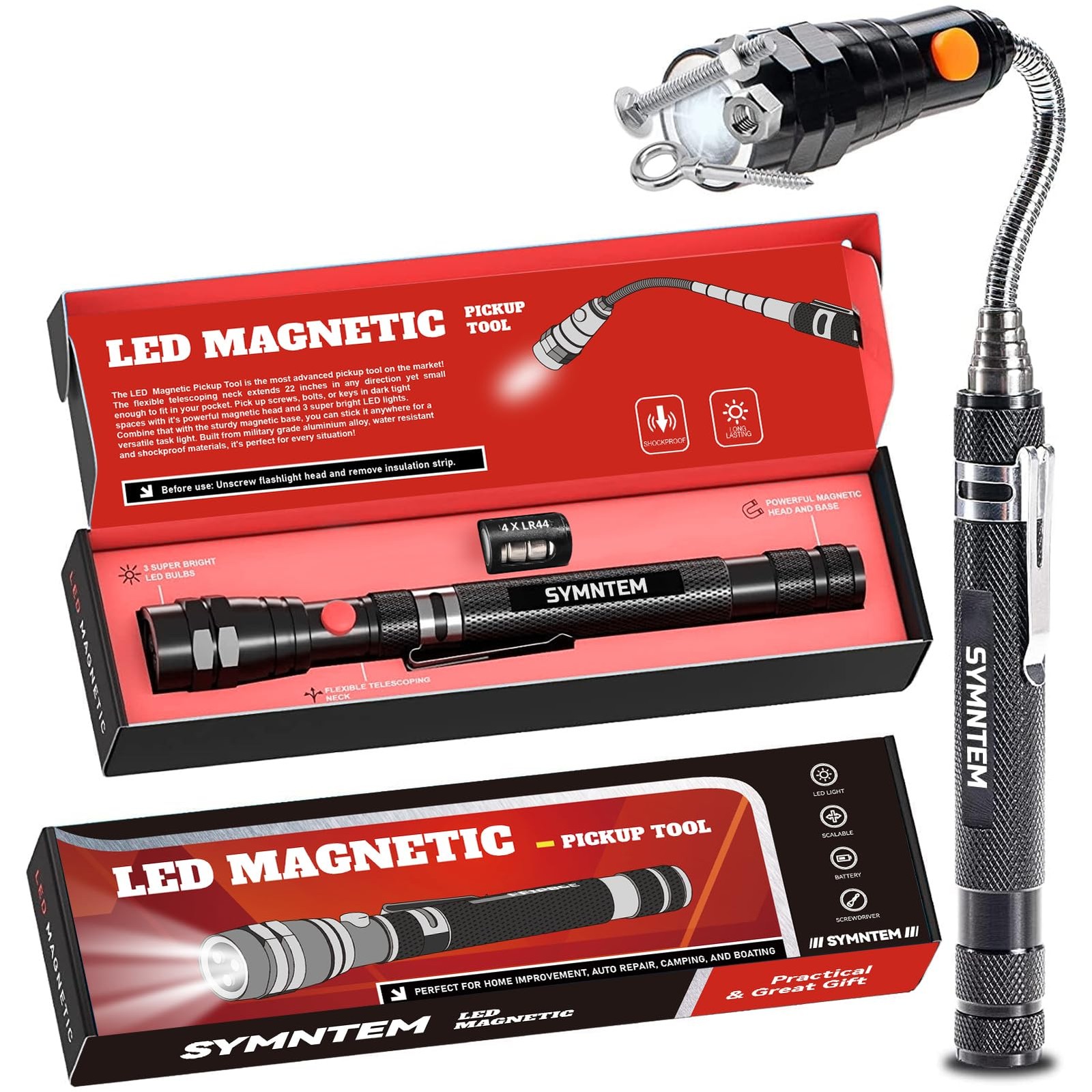 Gifts for Men, Magnetic Pickup Tool, Telescoping Magnet Tool with 3...