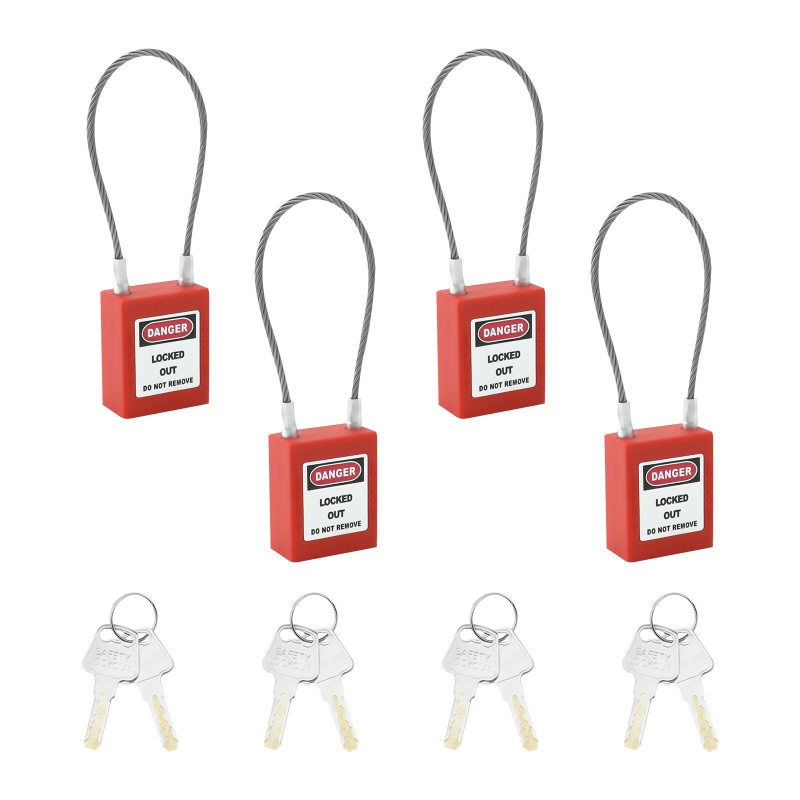 4PCS Cable Padlock with 8 Keys Cable Lock, Lock & Secure, Padlock Wire Lock