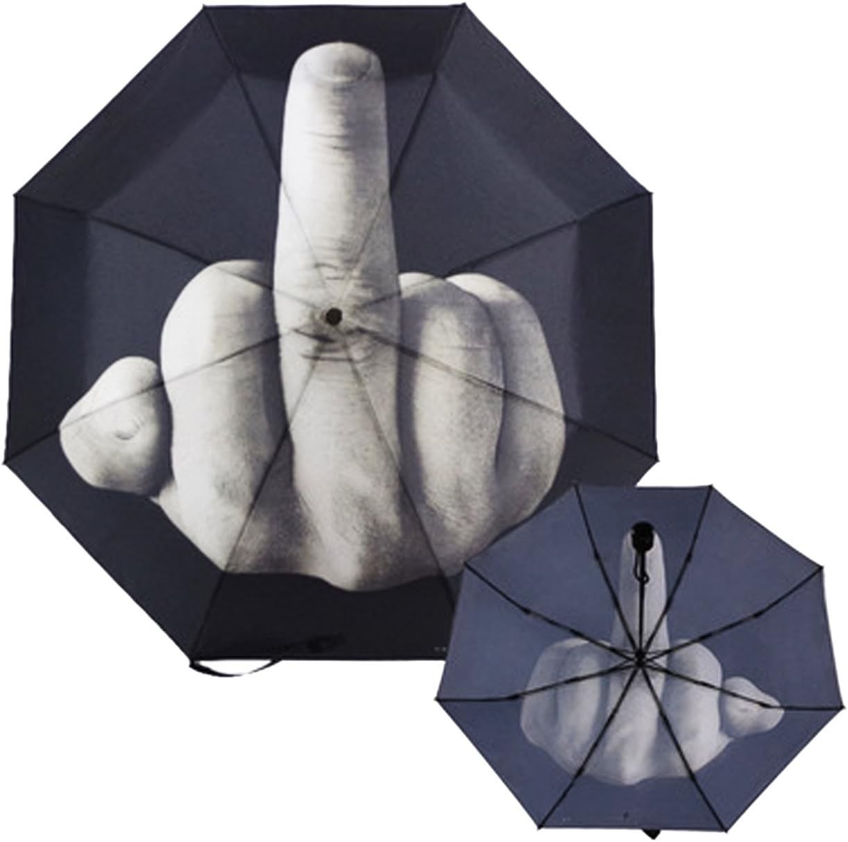 Funny Folding Umbrella Middle Finger Design Creative Gift for Men Women Travel