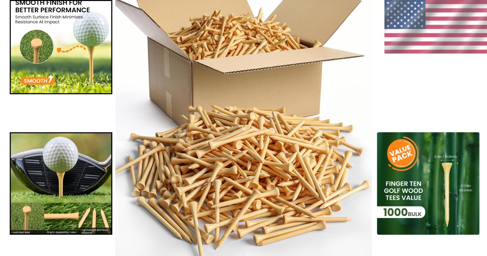 Bamboo Golf Tees 1000 Count Pack